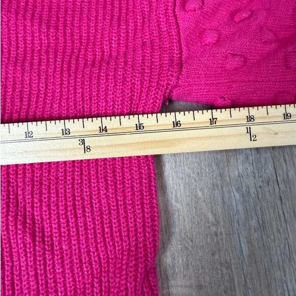 Vince Camuto Hot Pink Textured Dot Sleeve Sweater Women’s Size Small - Picture 10 of 12